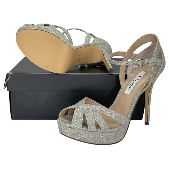 Nina Samara Dark Silver Glitterati Womens Heels Size 8M - Picture 11 of 12